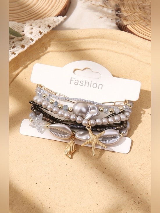 Zenana Outfitters Jewelry - Gray Beachy Bracelet Stack (bead patterns may vary)